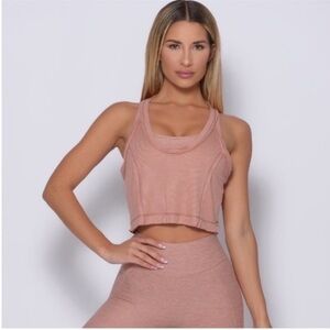 Bombshell Sportswear Frappe Pink Rib Crop Tank Top Medium